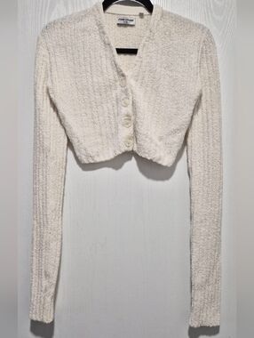 Opening Ceremony Cream Textured Cropped Button V Neck Cardigan Size Small